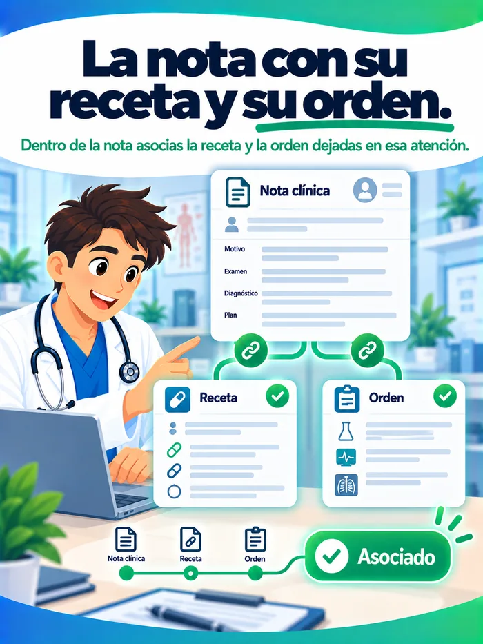 La nota con su receta y su orden